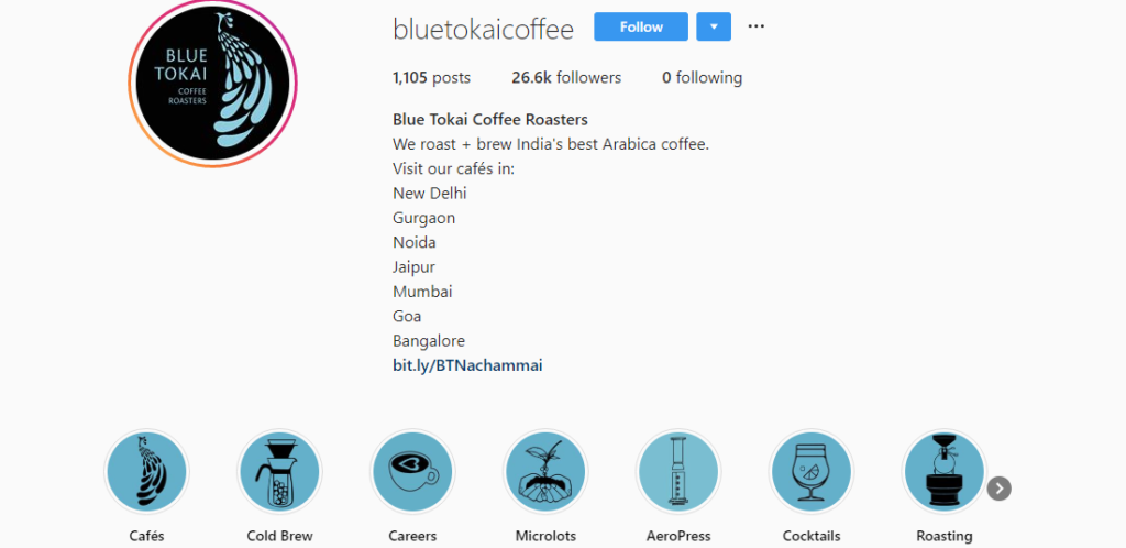 Blue Tokai Coffee - Instagram Account